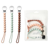 3Pcs Babies Pacifier Clips Holder Silicone Teething Clips Infant Teething Soothie Toy with One Piece Design Chewbeads Pacifier Toys for Baby Boys Girls Baby Shower Birthday Keepsake Gift