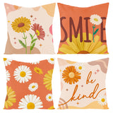 4Pcs Boho Daisy Throw Pillow Covers, 18 x 18 Inch Groovy Retro Hippie Pillow Cushion Case Abstract Boho Geometric Throw Pillow Cover Spring Summer Modern Art Covers for Couch Sofa Bed Home Decor