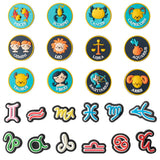 24Pcs Twelve Constellation Zodiac Symbols Shoe Charms for Croc Wristband with Holes,Pin the Astrology Horoscope Accessories Charms for Kids Adult Birthday Party Favor May Day Gift