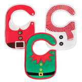 2ooya 3Pcs Cotton Baby Christmas Bib Infant Drooling Feeding Bibs with Resin Buttons Toddler Absorbent Bib Set Unisex Newborn Babies Food Bibs Christmas Keepsake Gift Photo Props for Baby,6-12 months