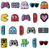 20Pcs Video Game Cartoon Shoe Charms for Croc Wristband Bracelet with Holes, Pin the Video Game Character Charms Decor Accessories for Girls Boys Slip on Birthday Party Favor Gift Treasure Toys