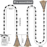 2 Pack Black&White Wood Bead Garland Set with Tassel Rustic Farmhouse Tiered Tray Decorations Country Rustic Wall Hanging Decor Natural Wood Bead Decoration for Home Festival