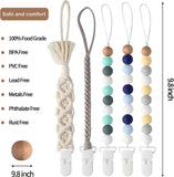 5Pcs Silicone Pacifier Clip for Babies 9.8'' Infant Pacifier Leashes Teething Clips Teether Toy with Braided Cotton Rope Chew Beads Pacifier for Baby Shower Baby Boys Girls Gift Bullet Point