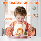 5Pcs Long Sleeved Bib for Babies Toddlers Jungle Animals Pattern Waterproof Sleeved Bib with Great Capacity Pocket Cartoon Elephant Lion Giraffe Cow Zebra Infants Feeding Bibs Gift for Age 6-36 Months