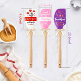 3Pcs Valentine's Day Silicone Spatulas Valentine Pattern Kitchen Spatula Gift Set with Bow Pastry Baking Mixing Spatulas Love Cakes Spatula Valentine Gift for Wedding Engagement Anniversary