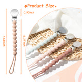 3Pcs Babies Pacifier Clips Holder Silicone Teething Clips Infant Teething Soothie Toy with One Piece Design Chewbeads Pacifier Toys for Baby Boys Girls Baby Shower Birthday Keepsake Gift
