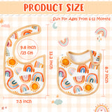 2ooya 7Pcs Cotton Waterproof Baby Bibs Adjustable Hook Loop Closure Baby Bib with Rainbow Pattern Unisex Newborn Baby Food Bib for Drooling Feeding Eating Teething Keepsake Gift for Baby , 6-12 Months