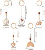 5pcs Baby Play Gym Toy Set, Wooden Hanging Toy for Infant Play Gym Frame Activity, Wooden Exercise Nursing Pendant Teether Rattles Montessori Sensory Toys for Newborn Birthday Shower Gifts Decor