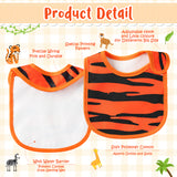 2ooya 7Pcs Cotton Waterproof Baby Bib Jungle Safari Zoo Animal Print Baby Bib for Unisex Adjustable Hook Loop Closure Baby Bib Keepsake Gift for Drooling Feeding Eating Teething(6-12 Months)