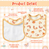 2ooya 7Pcs Cotton Waterproof Baby Bibs Adjustable Hook Loop Closure Baby Bib with Rainbow Pattern Unisex Newborn Baby Food Bib for Drooling Feeding Eating Teething Keepsake Gift for Baby , 6-12 Months