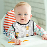 6 Pcs Baby Feeding Bibs Toddler Waterproof Bib Set with Crumb Catcher Pocket Infant Adjustable Baby Teething Bib Babies Food Bibs Keepsake Gift for Baby Shower Christmas New Year, 6-12 Months