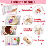 3Pcs Valentine's Day Silicone Spatulas Valentine Pattern Kitchen Spatula Gift Set with Bow Pastry Baking Mixing Spatulas Love Cakes Spatula Valentine Gift for Wedding Engagement Anniversary