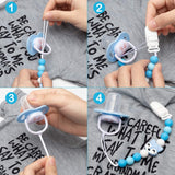 4Pcs Animal Silicone Pacifier Clip for Babies Infant Teething Soothie Toy Fox Koala Squirrel Elephant Teethers Clip Silicone Bead Pacifier Clip for Baby Shower Birthday Gift