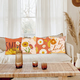 4Pcs Boho Daisy Throw Pillow Covers, 18 x 18 Inch Groovy Retro Hippie Pillow Cushion Case Abstract Boho Geometric Throw Pillow Cover Spring Summer Modern Art Covers for Couch Sofa Bed Home Decor