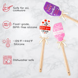 3Pcs Valentine's Day Silicone Spatulas Valentine Pattern Kitchen Spatula Gift Set with Bow Pastry Baking Mixing Spatulas Love Cakes Spatula Valentine Gift for Wedding Engagement Anniversary