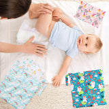 5Pcs Waterproof Reusable Wet Bag Diaper Baby Cloth Diaper Wet Dry Bags with 2 Zippered Pockets Travel Beach Pool Bag with Unicorn Pattern (3 Sizes)