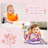 2Pcs Baby Weaning Bibs Infant Flower Leaf Coverall Long Sleeve Bib Toddlers Waterproof Self-feeding Bibs All Over High Chair Tray Catch Coverall for Boys Girls Eating Weaning Messy Play, 6-36Months