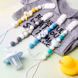 4Pcs Animal Silicone Pacifier Clip for Babies Infant Teething Soothie Toy Fox Koala Squirrel Elephant Teethers Clip Silicone Bead Pacifier Clip for Baby Shower Birthday Gift