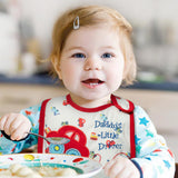 2ooya 7Pcs Cotton Waterproof Baby Bibs Adjustable Hook Loop Closure Infant Bib Unisex Black Red Newborn Babies Food Bibs Baby Keepsake Gift for Eating Teething Drooling Feeding(6-12 Months)