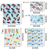 5Pcs Waterproof Reusable Wet Bag Diaper Baby Cloth Diaper Wet Dry Bags with 2 Zippered Pockets Travel Beach Pool Bag with Tank Rocket Ship Sailboats Pattern(3 Sizes)