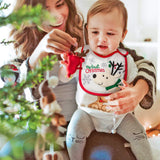 3Pcs Cotton Baby Christmas Bib Infant Drooling Feeding Bibs with Resin Buttons Toddler Absorbable Bib Set Unisex Cartoon Pattern Newborn Baby Food Bibs Baby Gift Photo props for Christmas(6-12 months)