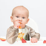 5Pcs Long Sleeved Bib for Babies Toddlers Jungle Animals Pattern Waterproof Sleeved Bib with Great Capacity Pocket Cartoon Elephant Lion Giraffe Cow Zebra Infants Feeding Bibs Gift for Age 6-36 Months