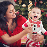 2ooya 3Pcs Cotton Baby Christmas Bib Infant Drooling Feeding Bibs with Resin Buttons Toddler Absorbent Bib Set Unisex Newborn Babies Food Bibs Christmas Keepsake Gift Photo Props for Baby,6-12 months