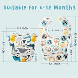 6 Pcs Baby Feeding Bibs Toddler Waterproof Bib Set with Crumb Catcher Pocket Infant Adjustable Baby Teething Bib Babies Food Bibs Keepsake Gift for Baby Shower Christmas New Year, 6-12 Months