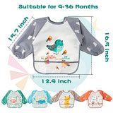 5PCS Animal Dinosaur Pattern Long Sleeved Baby Toddler Bibs Waterproof Long Sleeved Toddler Cloth Stain & Odor Resistant Toddler Bibs with Different Animal Pattern for Babies 9-36 Months - - 0-36 Months