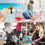 5Pcs Waterproof Reusable Wet Bag Diaper Baby Cloth Diaper Wet Dry Bags with 2 Zippered Pockets Travel Beach Pool Bag with Unicorn Pattern (3 Sizes)
