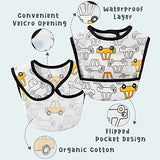 6 Pcs Baby Feeding Bibs Toddler Waterproof Bib Set with Crumb Catcher Pocket Infant Adjustable Baby Teething Bib Babies Food Bibs Keepsake Gift for Baby Shower Christmas New Year, 6-12 Months