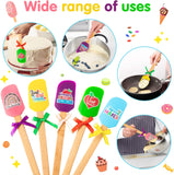 5PCS Silicone Spatulas Teacher Appreciation Gifts Thank You Teacher Theme Spatula with Bow Wooden Handle Kitchen Spatula Set Cakes Pastry Baking Mixing Spatulas Thanksgiving New Year Gifts for Teacher