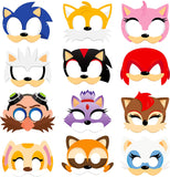 24 Pcs Sonic Masks Themed Party Supplies Birthday Party Favors Dress Up Costumes Mask Photo Booth Prop Cartoon Character Cosplay Pretend Play Accessories Gift