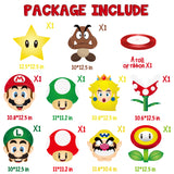 Mario Cartoon Character Party Favor Supplies Mario Brother Party Banner Mario Theme Porch Decor Hanging Flags Banners Wall Decoration for Photo Booth Props Birthday