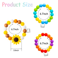 3Pcs Sensory Chew Bracelet for Kids Silicone Teething Beads Ring for Toddler Baby Yellow Sunflower Chewable Biting Jewelry Toys for Autism ADHD SPD Oral Motor Nursing Grasping