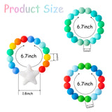 3Pcs Sensory Chew Bracelet for Kids Silicone Teething Beads Ring for Toddler Baby White Star Chewable Biting Jewelry Toys for Autism ADHD SPD Oral Motor Nursing Grasping