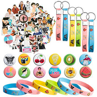 Fiupan 74Pcs Harry Party Favors Bracelets Keychains Button Pins Stickers Harry Theme Watermelon Sugar Fine Line Birthday Party Supplies Goodies Bags Gift for Kids Adults