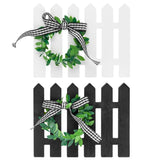 2Pcs Farmhouse Wooden Picket Fence Tiered Tray Decoration Frame Black&White Plaid Mini Wooden Fence Shaped Sign Decor Summer Rustic Wooden Sign Decoration for Home Kitchen Shelf Photo Prop