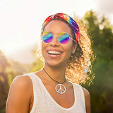 WATINC 7Pcs Hippie Costume Set Round Hippie Sunglasses Sunflower Headband Peace Sign Necklace Rainbow Tie Dye Headband 60s 70s Retro Hippie Dressing Accessories for Women Men