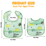 6Pcs Waterproof Toddler Bibs Baby Feeding Bib Set with Crumb Catcher Pocket Infant Adjustable Baby Teething Bib Babies Sleeveless Animals Food Bibs Keepsake Gift for Baby Shower, 6-24 Months