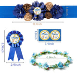 Royal Prince Baby boy Maternity Sash Mom to Be & Dad to Be Corsage Blue Clementine Flower Crown Pregnancy Sash Decoration African American Prince Baby Shower Kit Party Photo Prop Gift