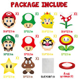 Mario Cartoon Character Party Favor Supplies Mario Brother Party Banner Mario Theme Porch Decor Hanging Flags Banners Wall Decoration for Photo Booth Props Birthday