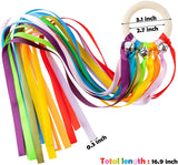 Rainbow Wind 2P Ribbon Hand Kite Toy, Including Rainbow Black&White Ribbon Wind Wand Toy Baby Sensory Toy Infants Wooden Toy Toddler Waldorf Toy Montessori Toy for Baby Shower Birthday Party Favors