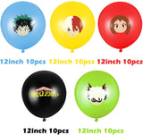 ANGOLIO 50Pcs Party Balloons My Hero Academia Themed Balloon Hero Party Favors Latex Helium Balloon Birthday Party Decoration Supplies for Boys Girls Fans Red Black Yellow Blue Green Balloon