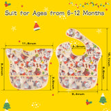 2ooya 4pcs Baby Christmas Bibs Baby Feeding Bibs Toddler Waterproof Bib Set with Crumb Catcher Pocket Infant Adjustable Teething Food Bib Baby Keepsake Gift for Christmas,6-12 Months