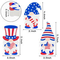 3Pcs Patriotic Gnome Wooden Sign 4th of July Gnome Wooden Table Decoration Double Printed Gnome Tabletop Centerpiece Ornament for Veteran's Day Independence Day America Day Memorial Day Decor