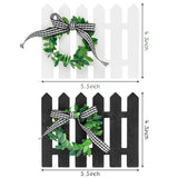 2Pcs Farmhouse Wooden Picket Fence Tiered Tray Decoration Frame Black&White Plaid Mini Wooden Fence Shaped Sign Decor Summer Rustic Wooden Sign Decoration for Home Kitchen Shelf Photo Prop