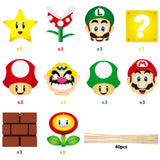 Mario Cartoon Character Party Favor Supplies Mario Brother Party Banner Mario Theme Porch Decor Hanging Flags Banners Wall Decoration for Photo Booth Props Birthday