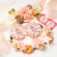 Little Sweet Peach Cutie Maternity Sash Kit Mom to Be & Dad to Be Corsage Stickers Fruit Clementine Flower Crown Pregnancy Belly Belt Gender Reveal Decoration Baby Girls Shower Party Photo Prop Gift