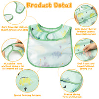 6Pcs Waterproof Toddler Bibs Baby Feeding Bib Set with Crumb Catcher Pocket Infant Adjustable Baby Teething Bib Babies Sleeveless Animals Food Bibs Keepsake Gift for Baby Shower, 6-24 Months